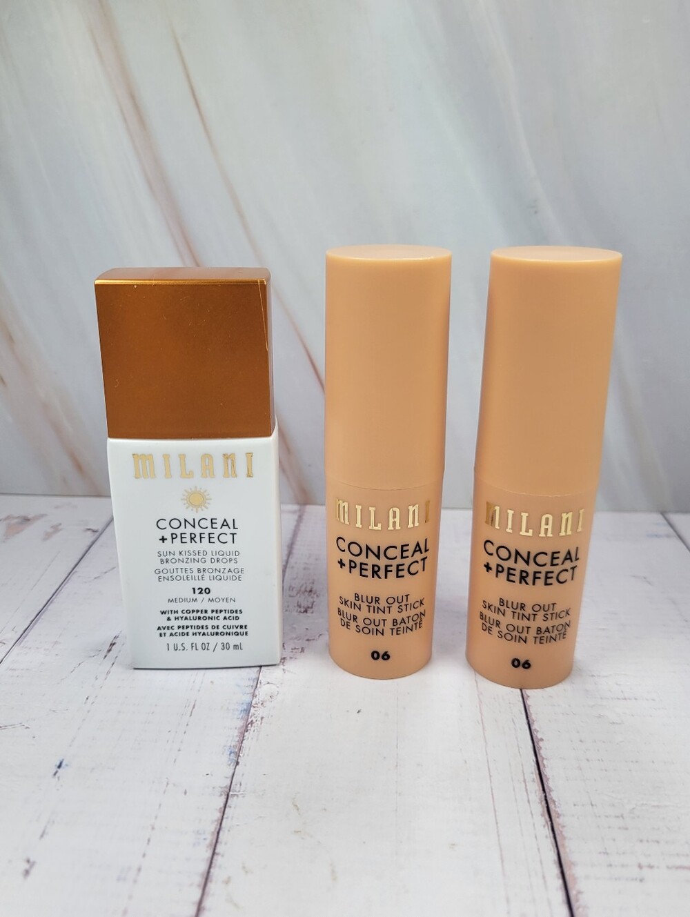 Milani Conceal + Perfect Blur Out Skin Tint Sticks & Bronzing Drops Bundle NEW!